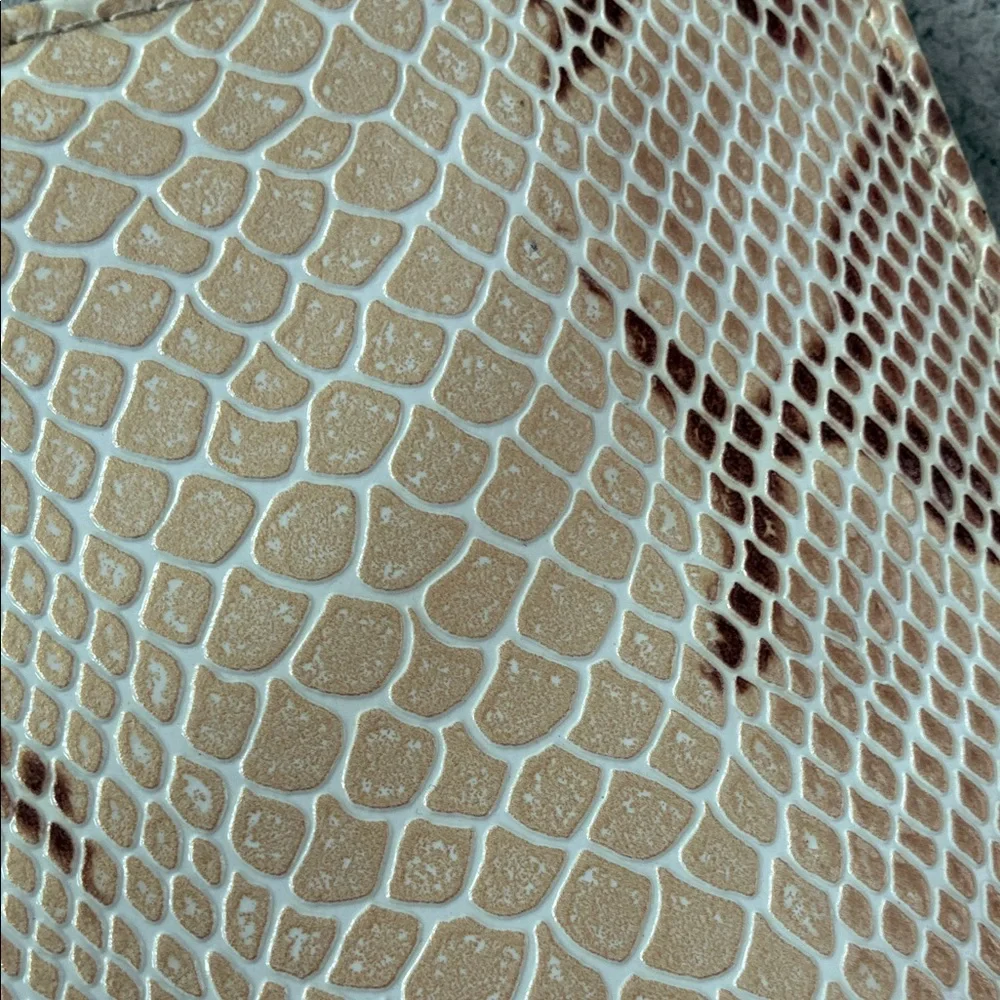 Miche Snake Print Clutch in Cream and Brown